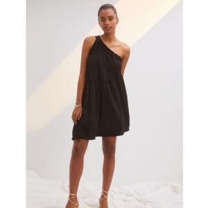 Anthropologie black one-shoulder asymmetrical mini dress